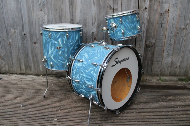 Slingerland late 70's 'Freelance' 4R Outfit in Satin Blue Flame