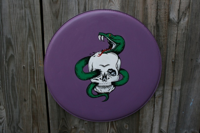 Thick n Skin Custom Hand Painted Snake and Skull 22'' Head