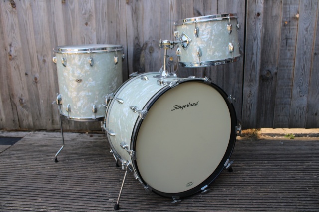 Slingerland mid 70's 'Gene Krupa' Deluxe Outfit in White Marine Pearl 'Carl Palmer'