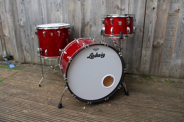 Ludwig Classic Maple 22, 12, 16 in Red Glass Sparkle