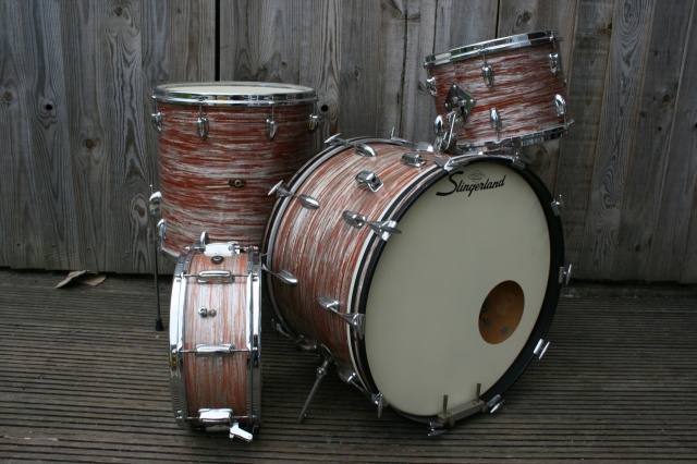 Slingerland 1963 Gene Krupa Deluxe Outfit and Super Krupa Snare in Oyster Pink Pearl