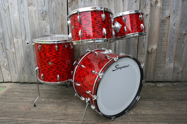 Slingerland late 60s Modern Solo Outfit in Red Tiger Pearl