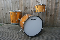 Ludwig 1960 'Transitional Badge' DownBeat Outfit in Gold Sparkle