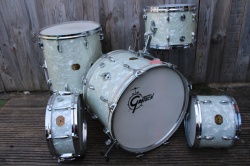 Gretsch Early 70's 'Stop Sign' Badge 'BeBop' Outfit and Snare In White Marine
