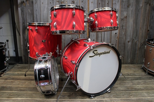 Slingerland late 60's 'Modern Solo' Outfit N0 2R in Red Satin Flame