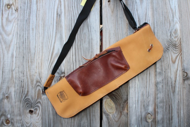 CacSac Gig Bags Streamline Stick Bag Two Tone Yellow NuBuck and Brown Pocket